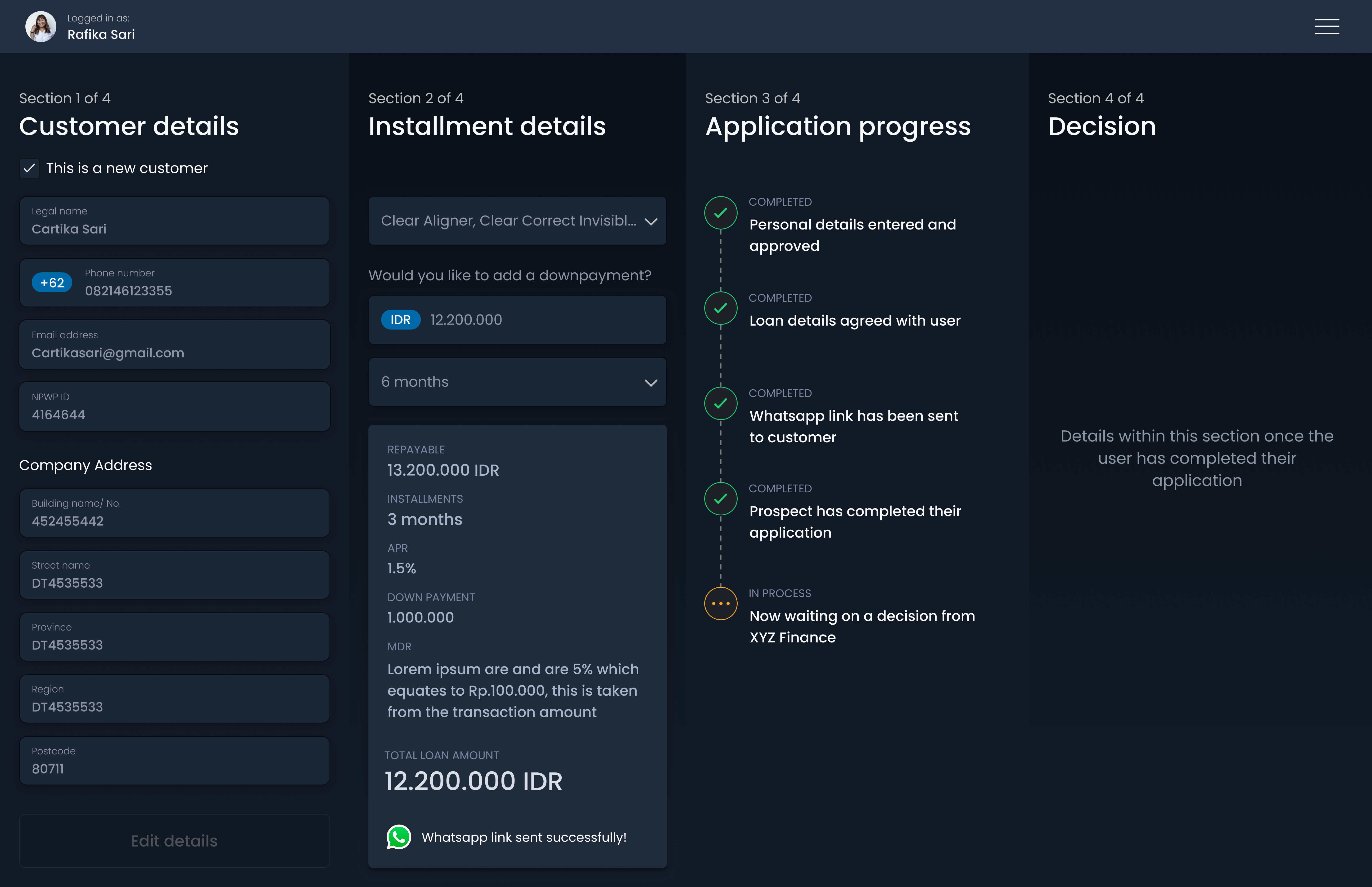 Application Progress